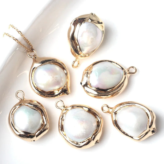2pcs/lot Baroque Style Copper Wrapped Freshwater Pearl Pendant